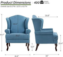 Accent Chair, High Back Upholstered Armchair with High Resilience Sponge & Wood Legs, Mid-Century Modern Comfy Single Sofa Reading Chairs for Living Room, Bedroom (Blue, Set of 1) by CozyNest Decor
