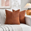 Fancy Homi 2 Packs Rust Samll Decorative Throw Pillow Covers 14x14 Inch with for Couch Bed, Rustic Farmhouse Boho Home Decor, Soft Corss Patchwork Corduroy Square Terracotta Cushion Case 35x35 cm by CozyNest Decor