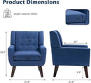 UIXE Accent Chair, Modern Upholstered Armchair in Fabric for Living Room, Comfy Club Arm Chairs Single Sofa Button Tufted Bedroom Reading Seat - Blue, Set of 4 by CozyNest Decor