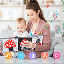 Black and White High Contrast Toys for Baby 0-3 3-6 Months Infant Tummy Time Soft Book Sensory Musical Toy 0-2-4-6 Month Babies Brain Development Montessori Crinkle Book Mirror Newborn Shower Gifts by TinyTreasures Baby Boutique