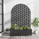 Casaphoria Metal Raised Garden Bed with Trellis and Wheels, 72"x47"x16" Arched Planter Box for Climbing Plants, Vegetables & Vines, Features Drainage Holes and Privacy Screen (Black-Brick) by GreenHaven Gardens