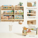 Wall Bookshelf - 3-Tier Floating Wooden Shelves for Kids Room, Nursery, Baby Room, Playroom, Living Room - Birch Hanging Montessori Bookshelf (Narrow) by TinyTreasures Baby Boutique