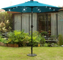 Sunnyglade 9' Solar LED Lighted Patio Umbrella with 8 Ribs/Tilt Adjustment and Crank Lift System (Teal Blue) by GreenHaven Gardens