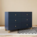 Storkcraft California 6 Drawer Double Dresser (Midnight Blue with Driftwood) – GREENGUARD Gold Certified, Spacious Storage Organizer for Kids’ Room, Safety Interlocking Drawer System by TinyTreasures Baby Boutique