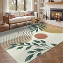 Indoor Outdoor Area Rug, Mid Century Sun Outdoor Patio Rug,Washable Abstract Art Leaves Eucalyptus Runway Rugs Non-Slip Carpet for Camping, Bedroom, Deck(8x10) by CozyNest Decor
