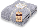 Gold Case Throw Blanket for Bed – 100% Recycled Turkish Cotton Bed Blanket – Decorative Throw Cotton Blankets for Living Room & Bedroom – Woven Twin Blankets - 71x90 - Grey by CozyNest Decor