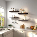 Brown Wood Floating Shelves for Wall Rustic Wall Shelves for Bedroom Set of 6 by CozyNest Decor
