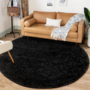4FT Round Rug for Bedroom: Fluffy Shag Soft Washable Rugs Circle Small Fuzzy Plush Indoor Carpet for Living Room Nursery Playroom Dorm Kids Girls Boys Room (Black, 4'x4') by TinyTreasures Baby Boutique