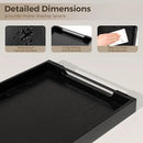 Axeman Wooden Serving Tray with Metal Handles|Ottoman Tray for Breakfast, Bed, Couch|17x13in Ash Wood Coffee Table Trays|Food Drinks Decorative Storage Boards for Ottoman Kitchen, Black by CozyNest Decor