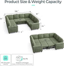 LINSY HOME Sectional Sleeper Sofa with Pull Out Couch Bed - Convertible Plush Corduroy Cloud Couch with Storage Chaise & USB Charging, Comfy Modular Couches for Living Room, Green by CozyNest Decor