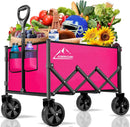 Collapsible Folding Wagon Cart, 350LBS Utility Large Capacity Cart Foldable Wagon with All Terrain Wheels, Grocery Wagons Carts for Garden Shopping Sports Camping, Rose by GreenHaven Gardens
