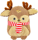 Giftable World Holiday Plush Pet Toy Fun for Christmas Designs with Squeaker Dog Chew Toy (7" Tubby Reindeer w/Scarf & Squeaker) by TinyTreasures Baby Boutique