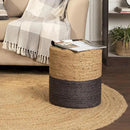 REDEARTH · Cylindrical Pouf Foot Stool Ottoman - Jute Braided Pouffe Poof Accent Sitting Footrest for The Living Room, Bedroom, Nursery, Patio, Lounge & Other Rooms (14.5”x14.5”x16”; Natural Gray)