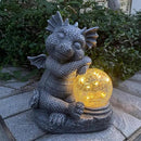 Garden Dragon Figurine Solar Powered Outdoor Cute Dragon with Hold Glowing Glass Ball Resin Sculpture for Porch Patio Lawn Farm Yard Home Decoration Gift for Women Housewarming by CozyNest Decor