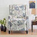 UIXE Pushback Recliner Chair, Push Back Accent Chair Fabric Upholstered Armchair for Living Room, Rivet Trim Home Theater Single Sofa Bedroom Reading Seat - Blue Plants by CozyNest Decor