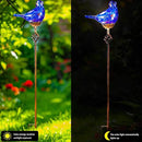 Decorative Solar Lights, Outdoor Solar Bird Stake Lights, Hand Blown Glass Decorative Garden Pathway Lights Outdoor Waterproof Glass Stakes (Dark Blue) by GreenHaven Gardens