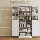 HOMCOM 72" Farmhouse Kitchen Pantry Cabinet, Freestanding Tall Storage Cabinet with 4 Barn Doors, 4 Adjustable Shelves and 8 Door Shelves, Embossed White Wood Grain by CozyNest Decor