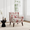 UIXE Floral Accent Chair, Modern Upholstered Armchair in Fabric for Living Room, Comfy Club Arm Chairs Single Sofa Button Tufted Bedroom Reading Seat - Pattern White, Set of 2 by CozyNest Decor