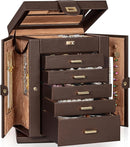 AKOZLIN 360° Rotating Jewelry Box 6-Tier Organizer Functional 360° Rotating Jewelry Storage Case for Women Girls Ring Necklace Earring Bracelet Holder with Mirror Brown by TinyTreasures Baby Boutique