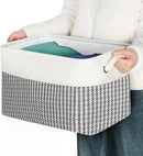 Kntiwiwo Foldable Storage Bins 15" x 10" x 9.5" Fabric Storage Basket Cube with Handles Large Linen Closet Organizer Bins for Organizing Shelf Home, Set of 3, Houndstooth by CozyNest Decor