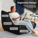 Bean Bag Chairs for Adults Giant Bean Bag Chair Memory Foam BeanBag Chair Big Bean Bag Sofa with Filler Faux Fur Fireside Beanbags Lazy Sofa for Living Room Bedroom Dorm Office (Black Plush) by CozyNest Decor