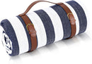Striped Picnic Blankets 80” x 80” Extra Large Waterproof and Foldable Beach Blanket, Oversized Blue and White Outdoor Blanket for Camping, Travel, Park, Grass, Patio (Blue & White, 80" x 80") by TinyTreasures Baby Boutique