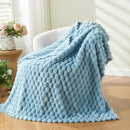 NEWCOSPLAY Super Soft Twin Blanket Blue Premium Silky Flannel Fleece 3D Clouds Stylish Jacquard Lightweight Bed Blanket All Season Use 350GSM (Blue, Twin(60"x80")) by CozyNest Decor