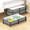 Bamboo Under Bed Storage Containers- Underbed Organizer with Wheels with Large Dust Bag,Sturdy Wood Rolling Under the Bed Shoe Storage Organizer Drawer 2 Packs (Black, Long) by CozyNest Decor