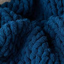 WESHIONGOO Chunky Knit Blanket Throw 40"*40" Knitted Throw Blankets for Couch Bed Fluffy Soft Blanket with Jumbo Chenille Yarn Thick 100% Handmade(Navy Blue) by CozyNest Decor