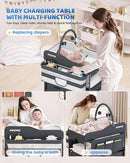 Baby Changing Table with Storage, Versatile Folding Changing Table, Baby Changing Station, Removable Wheels, 4 Adjustable Height, Waterproof, Mobile Nursery for Infant and Newborn by TinyTreasures Baby Boutique