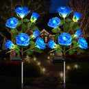 DWH 2 Pack Solar Garden Lights Outdoor, 7-Flower Rose LED Stake Light for Yard Patio Pathway Lawn Fence Cemetery, Blue by GreenHaven Gardens