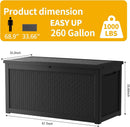320 Gallon Waterproof Large Resin Deck Box Indoor/Outdoor Lockable Storage Container and Seating for Garden, Pool, and Patio (320 Gallon, Black) by GreenHaven Gardens