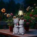Cat Garden Statues with Solar Lantern Romantic Resin Kitty Couple Holding Rose Funny Cat Decor Gifts for Women Cats Figurines for Yard Lawn Porch Patio Decor by GreenHaven Gardens