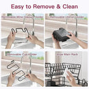 BOOSINY 2 Tier Black Large Stainless Steel Dish Drainers Drying Rack for Kitchen Counter with Drainboard, Rust Proof Metal, Space Saving, Modern Aesthetic, Compact Plates Strainers with Extra Mat by CozyNest Decor