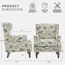 Lumibee Wingback Accent Chair,High Back Floral Armchairs in Fabric,Comfy Upholstered Reading Single Sofa Chair with Solid Wood Legs for Living Room,Bedroom,Office-Plants Beige by CozyNest Decor