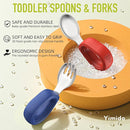 Toddler Utensils Baby Utensils Toddler Forks and Spoons Baby Forks and Spoons Set Kids Stainless Steel Silverware Set Children Safe Forks and Spoons self feedig-Dishwasher Safe(Red+Blue) by TinyTreasures Baby Boutique