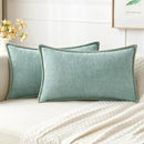 MIULEE Pack of 2 Couch Throw Pillow Covers 12x20 Inch Aqua Green Farmhouse Decorative Pillow Covers with Stitched Edge Soft Chenille Solid Dyed Spring Pillow Covers for Sofa Bed Living Room by CozyNest Decor