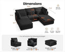 Oversized Modular Sofa, Extra Deep Cloud Corduroy Sectional Couch with Ottoman Chaise, Fluffy Corduroy 5 Seater Sofa Bed for Living Room, Villa (U Shape 5 Seater, Corduroy Black)