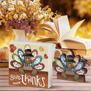Smile Thanksgiving Wooden Decor Indoor, Turkey Decor Give Thanks Box Sign, Thanksgiving Table Tiered Tray Kitchen Decorations by CozyNest Decor