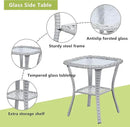 Outdoor Patio Swivel Rocker Chairs - 3 Piece Patio Bistro Set,Wicker Patio Furniture Set with 2 Swivel Rocking Chairs and 1 Glass Top Side Table for Deck Porch Garden,Light Grey/SkyBlue by GreenHaven Gardens