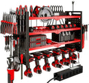 Power Tool Organizer Wall Mount with Charging Station 4 Layer 6 Slot Cordless Drill Holder with Angle Grinder Holder (Red) by GreenHaven Gardens