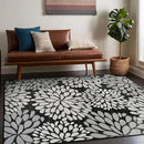 Beverly Rug Outdoor Rug 8x10 Modern Exotic Tropical Leaf Area Rugs for Indoor and Outdoor Patio Deck Porch Garden Water Resistant Washable Outside Carpet (8 x 10 Dark Gray) by CozyNest Decor