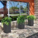 Modern Metal Planter Black – 28” Tall with Removable Insert Shelf | Heavy-Duty Outdoor & Indoor Planter Box for Patio, Porch, Garden (14x14x28in) by CozyNest Decor