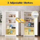 Kitchen Pantry Cabinet,60”Metal White Storage Cabinets with Doors and Shelves,Tall Cabinet with 2 Gold Hands for Dinning Room,Living Room by CozyNest Decor