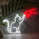 LISIGNVE Cat Handshake Neon Sign Human Beings and Animals Neon Light for Wall USB Light Up Sign Cat Led Sign for Pet Shop Bedroom School Museum Zoo (16.5”*12.6”) by CozyNest Decor