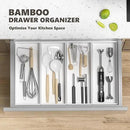 Kitchen Drawer Organizer Bins, Stackable Deep Bamboo Drawer Organizer for Silverware, Utensils, Cutlery, Flatware, Junk, Dresser, Bathroom, 15" x 6" x 2.5" (Set of 2) by CozyNest Decor