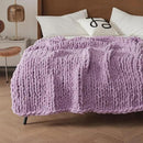 WESHIONGOO Chunky Knit Blanket Throw 50"×60" Knitted Throw Blankets for Couch Bed Fluffy Soft Blanket with Jumbo Chenille Yarn Thick 100% Handmade(Lilac) by CozyNest Decor