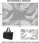 Pauwer Outdoor Rug, 6'x9', Leaf Grey, Reversible, Waterproof, Polypropylene, Lightweight, RV Mat, Patio Decor by GreenHaven Gardens