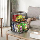Wetheny 2 Tier Stackable Wall Mounted Wire Basket Fruit Basket with Wood Lid - Kitchen Pantry Organization and Storage, Hanging Storage Basket for fruits, Onion, Potato, Produce, Vegetable (Black) by CozyNest Decor