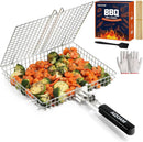 Grill Basket - Grill Baskets for Outdoor Grill, Stainless Steel Large Grilling Basket w Removable Handle, Portable Fish Grilling Rack for Grill Ideal Meat Fish Vegetables Grilling Accessories by GreenHaven Gardens